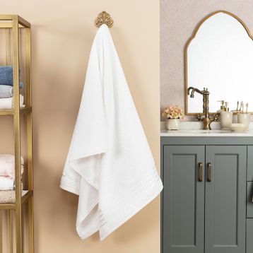 Madame Coco Maynor Bordürü Floşlu Beyaz 70x140 cm Banyo Havlusu