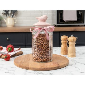 Madame Coco Mürdüm 1300 ml Silindir Kuşlu Kavanoz
