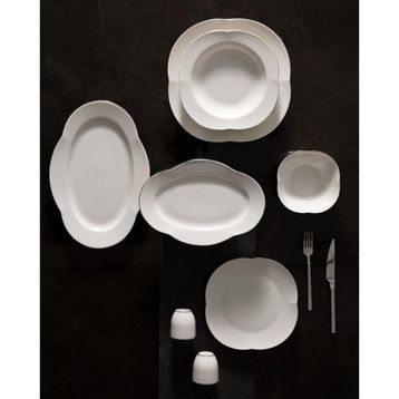 Madame Coco Perle Beyaz Silver 6 Kişilik 28 Parça Yemek Takımı