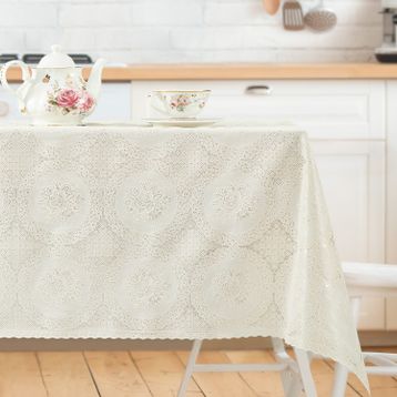 Madame Coco Roni Ekru 140x140 cm Pvc Masa Örtüsü