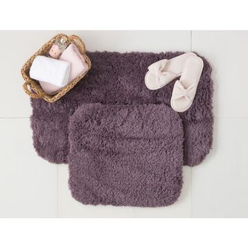 Madame Coco Sheep 2'li 60x100+50x60 cm Koyu Mürdüm Banyo Paspas