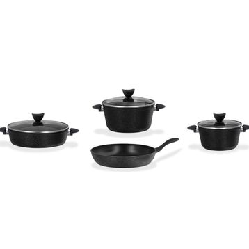 Madame Coco Titanium Noir Siyah 7 Parça Tencere Seti