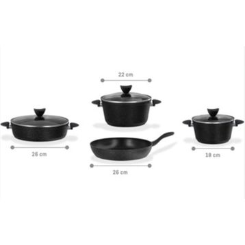 Madame Coco Titanium Noir Siyah 7 Parça Tencere Seti
