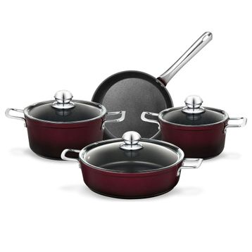 Madame Coco Titanium Professional 7 Parça Bordo Tencere Seti