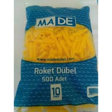 Made Sarı 10 mm 500 Adet Roket Dübel