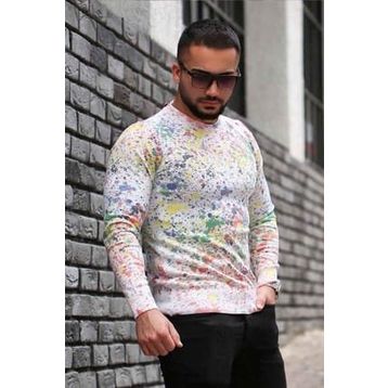 Madmext 1658 Beyaz Kapşonlu Erkek Sweatshirt