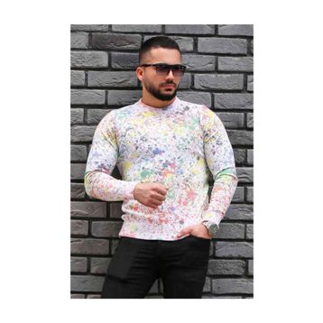 Madmext 1658 Beyaz Kapşonlu Erkek Sweatshirt