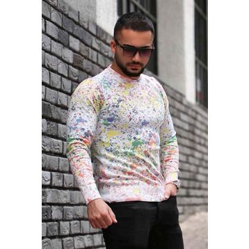 Madmext 1658 Beyaz Kapşonlu Erkek Sweatshirt