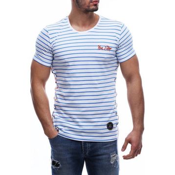 Madmext 2567 Erkek Yandan Bağcıklı Saks Mavisi Tişört