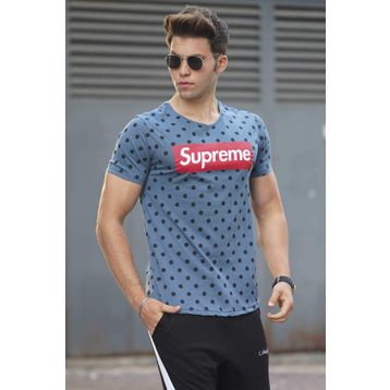 Madmext 2640 İndigo Benekli Erkek T-shirt