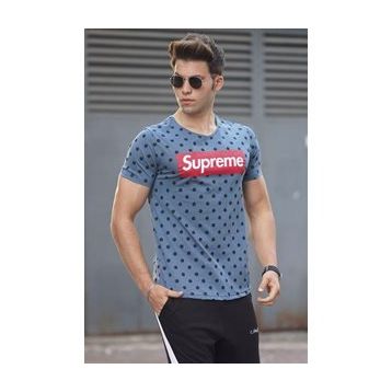 Madmext 2640 İndigo Benekli Erkek T-shirt