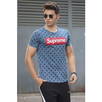 Madmext 2640 İndigo Benekli Erkek T-shirt