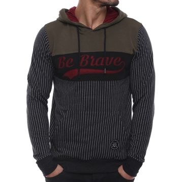 Madmext 2815 Füme Kapşonlu Çizgili Erkek Sweatshirt