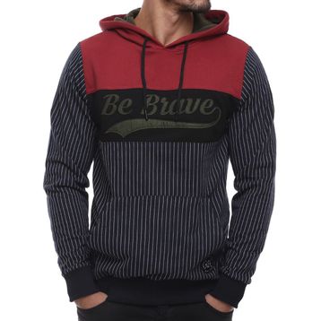 Madmext 2815 Lacivert Kapşonlu Çizgili Erkek Sweatshirt