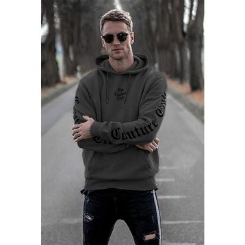 Madmext 2877 Füme Baskılı Kapşonlu Erkek Sweatshirt