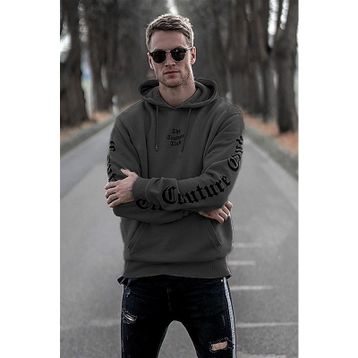 Madmext 2877 Füme Baskılı Kapşonlu Erkek Sweatshirt
