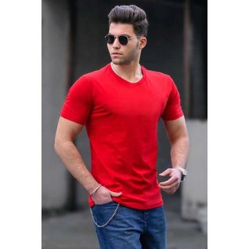 Madmext 3006 Bisiklet Yaka Basic Kırmızı Erkek T-shirt