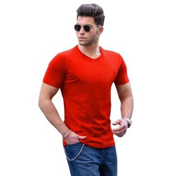 Madmext 3006 Turuncu Bisiklet Yaka Basic Erkek T-shirt