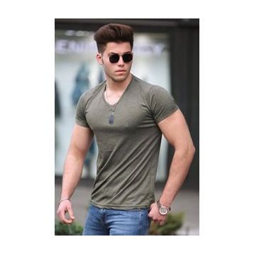 Madmext 4054 Haki Basic Erkek T-Shirt