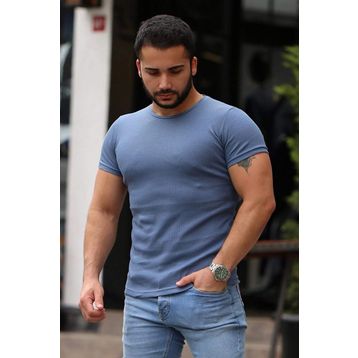 Madmext 4077 İndigo Erkek T-shirt