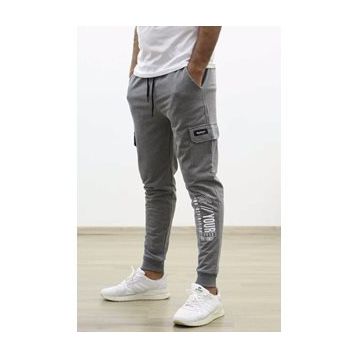 Madmext 4079 Gri Baskılı Erkek Eşofman Altı
