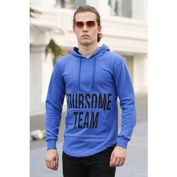 Madmext 4148 Saks Kapşonlu Erkek Sweatshirt