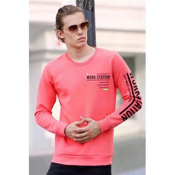Madmext 4161 Baskılı Pembe Erkek Sweatshirt