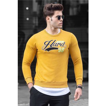 Madmext 4375 Sarı Baskılı Erkek Sweatshirt