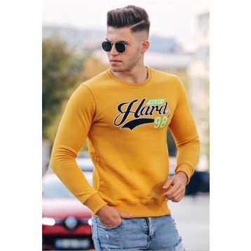 Madmext 4375 Sarı Baskılı Erkek Sweatshirt
