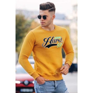 Madmext 4375 Sarı Baskılı Erkek Sweatshirt