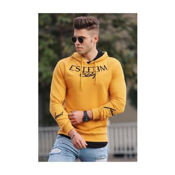 Madmext 4402 Sarı Kapşonlu Erkek Sweatshirt