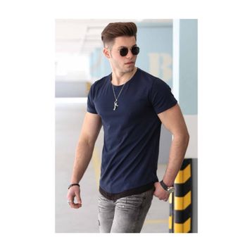 Madmext 4465 Basic Lacivert Erkek T-Shirt