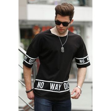 Madmext 4483 Baskılı Siyah Erkek T-shirt