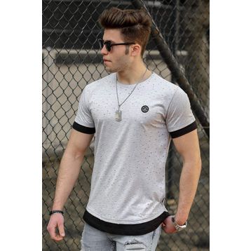 Madmext 4489 Gri Yırtık Detaylı Erkek T-shirt