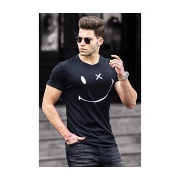 Madmext 4489 Siyah Yırtık Detaylı Erkek T-shirt