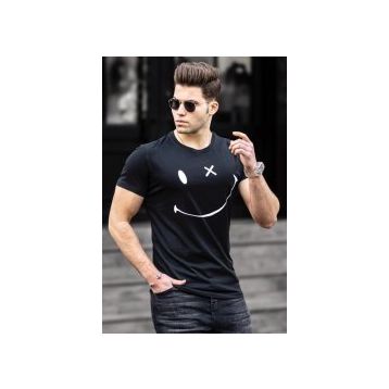 Madmext 4489 Siyah Yırtık Detaylı Erkek T-shirt