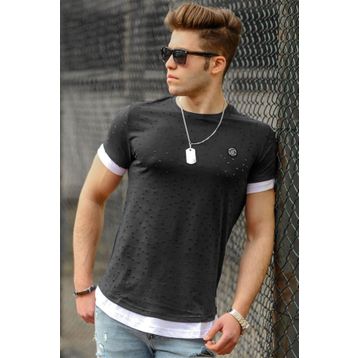 Madmext 4489 Yırtık Detaylı Erkek Tişört