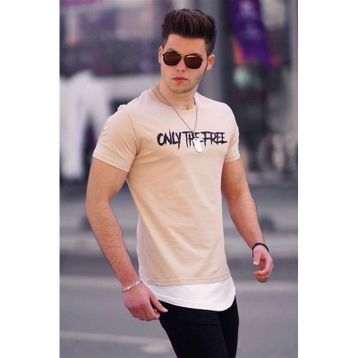 Madmext 4597 Camel Baskılı Erkek T-shirt