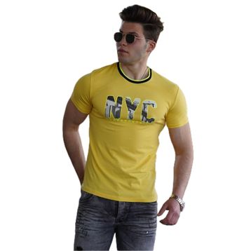 Madmext 4606 Sarı Baskılı Erkek T-shirt