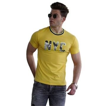 Madmext 4606 Sarı Baskılı Erkek T-shirt