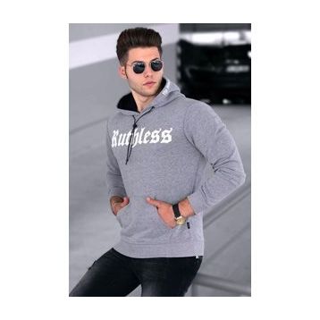 Madmext 4747 Gri Baskılı Erkek Sweatshirt