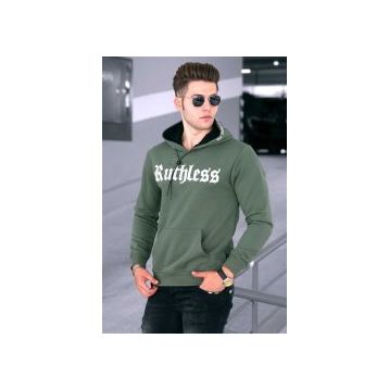 Madmext 4747 Haki Baskılı Erkek Sweatshirt