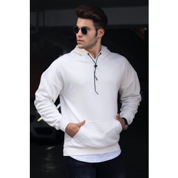 Madmext 4764 Beyaz Kapüşonlu Erkek Sweatshirt