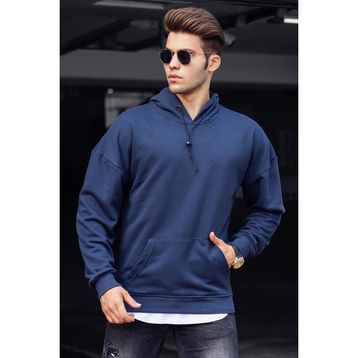 Madmext 4764 Lacivert Basic Kapüşonlu Erkek Sweatshirt