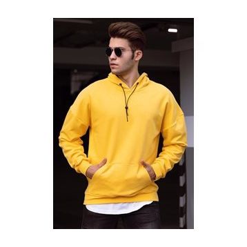 Madmext 4764 Sarı Kapüşonlu Erkek Sweatshirt