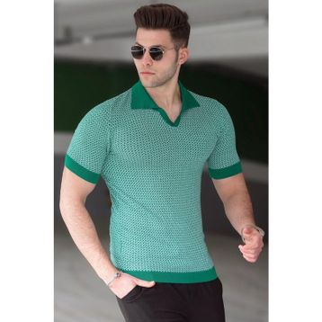 Madmext 5077 Yeşil Polo Yaka Erkek T-shirt