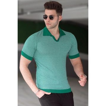 Madmext 5077 Yeşil Polo Yaka Erkek T-shirt