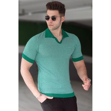 Madmext 5077 Yeşil Polo Yaka Erkek T-shirt