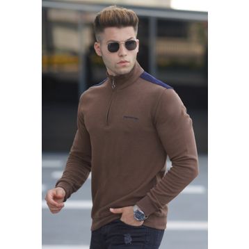 Madmext 5155 Koyu Kahverengi Erkek Sweatshirt