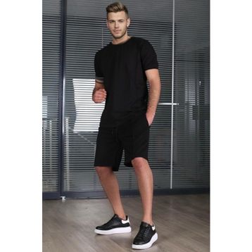 Madmext 5213 Siyah Erkek Şort Takım